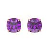 Image 1 : 4 CTW Cushion Cut Amethyst Designer Solitaire Stud Earrings 14K Rose Gold - REF-18F2N - 21728