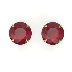 4 CTW Ruby Designer Inspired Solitaire Stud Earrings 18K Yellow Gold - REF-34F5N - 21839