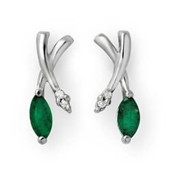 0.50 CTW Emerald & Diamond Earrings 14K White Gold - REF-23T5M - 13235