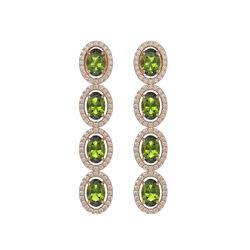 5.88 CTW Tourmaline & Diamond Halo Earrings 10K Rose Gold - REF-121T3M - 40524