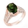 Image 1 : 4.55 CTW Green Tourmaline & Diamond Ring 14K Rose Gold - REF-121W5F - 11605