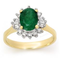 1.78 CTW Emerald & Diamond Ring 14K Yellow Gold - REF-46M5H - 13647