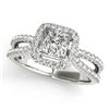 Image 2 : 1.02 CTW Certified VS/SI Princess Diamond 2Pc Set Solitaire Halo 14K White Gold - REF-149K5W - 31340