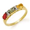 Image 1 : 1.10 CTW Multi-Sapphire & Diamond Ring 10K Yellow Gold - REF-22F2N - 13658