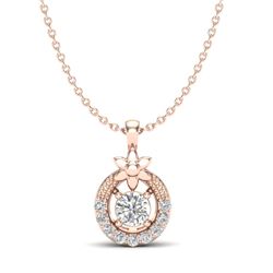 0.21 CTW Micro Pave VS/SI Diamond Halo Necklace 14K Rose Gold - REF-24H2A - 20363