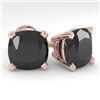 Image 1 : 6 CTW Cushion Black Diamond Stud Designer Earrings 18K Rose Gold - REF-146W9F - 32327