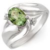 Image 1 : 1.27 CTW Green Tourmaline & Diamond Ring 10K White Gold - REF-24W5F - 10709