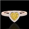 Image 1 : 1 CTW Citrine & Micro Pave Ring Heart Halo 14K Rose Gold - REF-34W9F - 21402