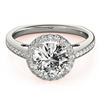 Image 1 : 0.8 CTW Certified VS/SI Diamond Solitaire Halo Ring 18K White & Rose Gold - REF-136W2F - 26955