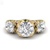 Image 2 : 3 CTW VS/SI Diamond Solitaire Art Deco 3 Stone Ring 18K Yellow Gold - REF-649Y3K - 36868