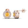 Image 2 : 0.75 CTW Citrine & Micro Pave VS/SI Diamond Earrings Solitaire Halo 14K Rose Gold - REF-33W8F - 2005