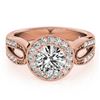 Image 1 : 1.4 CTW Certified VS/SI Diamond Solitaire Halo Ring 18K Rose Gold - REF-418W2F - 27079