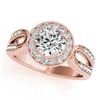 Image 2 : 1.4 CTW Certified VS/SI Diamond Solitaire Halo Ring 18K Rose Gold - REF-418W2F - 27079