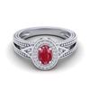 Image 1 : 0.83 CTW Ruby & VS/SI Diamond Designer Solitaire Halo Fashion Ring 10K White Gold - REF-25A8X - 2083