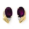 Image 1 : 1.03 CTW Amethyst & Diamond Earrings 10K Yellow Gold - REF-11K3W - 12858
