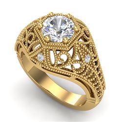 1.07 CTW VS/SI Diamond Solitaire Art Deco Ring 18K Yellow Gold - REF-322A5X - 36919