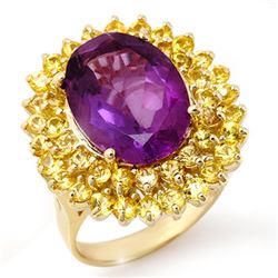 10.25 CTW Yellow Sapphire & Amethyst Ring 10K Yellow Gold - REF-67Y6K - 11737