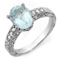 2.43 CTW Aquamarine & Diamond Ring 14K White Gold - REF-70K9W - 11072