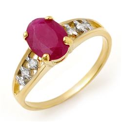 1.70 CTW Ruby & Diamond Ring 10K Yellow Gold - REF-18F2N - 13957