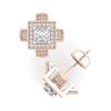 Image 4 : 1.73 CTW Princess VS/SI Diamond Micro Pave Stud Earrings 18K Rose Gold - REF-254T5M - 37185