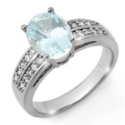 2.75 CTW Aquamarine & Diamond Ring 14K White Gold - REF-66Y5K - 11306