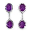 Image 1 : 7.10 CTW Amethyst & Diamond Earrings 14K White Gold - REF-53H6A - 10249