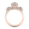 Image 4 : 3 CTW VS/SI Diamond Solitaire Art Deco 3 Stone Ring Band 18K Rose Gold - REF-649W3F - 36867