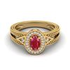 Image 1 : 0.83 CTW Ruby & VS/SI Diamond Designer Solitaire Halo Fashion Ring 10K Yellow Gold - REF-25F8N - 208