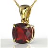Image 1 : 1.50 Cushion Cut CTW Garnet Designer Solitaire Necklace 18K Yellow Gold - REF-24X2T - 21944