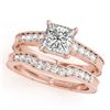 Image 1 : 0.86 CTW Certified VS/SI Princess Diamond Solitaire 2Pc Set Antique 14K Rose Gold - REF-153H8A - 314