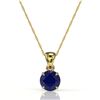 Image 2 : 2 CTW Sapphire Designer Inspired Solitaire Necklace 18K Yellow Gold - REF-24T5M - 22041