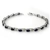 Image 1 : 6.10 CTW Blue Sapphire & Diamond Bracelet 14K White Gold - REF-56W4F - 14031