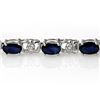 Image 2 : 6.10 CTW Blue Sapphire & Diamond Bracelet 14K White Gold - REF-56W4F - 14031