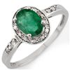 Image 1 : 0.85 CTW Emerald & Diamond Ring 10K White Gold - REF-15K5W - 10414