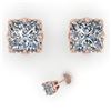 Image 2 : 1.0 CTW VS/SI Princess Diamond Stud Solitaire Earrings 18K Rose Gold - REF-178H2A - 35672