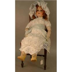A large Armand Marseille bisque doll, mould 390, impressed A 15 M, with sleeping eyes, open mouth...