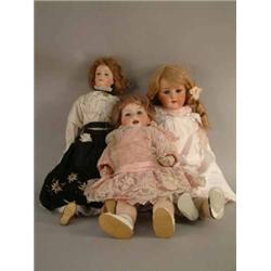A Porzellan-Mengersgereuth bisque doll, mould 914, with sleeping eyes and bent-limb composition b...