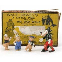 An Excella 'Walt Disney's 3 Little Pigs and The Big Bad Wolf', circa 1935-40, in hollow-cast lead...