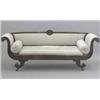 Image 1 : A Regency mahogany scroll end sofa, with reeded frame, anthemion motifs and scrolls legs 6ft 4ins...