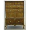 Image 1 : A George I walnut chest, of two short and three long drawers on later single drawer base with cab...