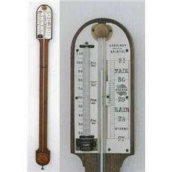 A Victorian oak stick barometer, with ivory scale signed Gardiner, Optician, Bristol, 35ins...