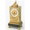 Image 1 : A Regence ormolu mantel clock, with rectangular case decorated with pastoral motifs of a lamb and...