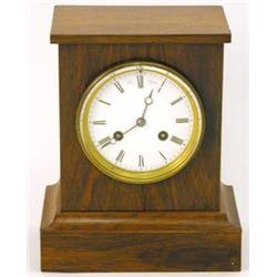 A Victorian rosewood mantel clock, with plain case and enamelled Roman dial, signed Chas. Frodsha...