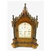 Image 1 : A Victorian figured walnut Gothic mantel clock, with painted arched Roman dial, strike / silent,...