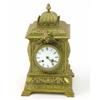 Image 1 : A 19th century French brass mantel clock, with enamelled Roman dial, 13ins...