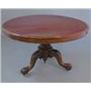 Image 1 : A Victorian mahogany circular breakfast table, on floral carved tripod, 3ft 10ins...