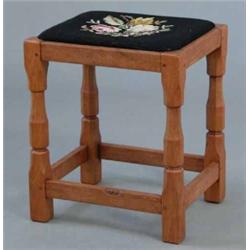 An oak stool, carved by 'The Beaver Man', 1ft 4ins...