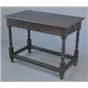 Image 1 : A Victorian oak rectangular side table, with drawer on bobbin supports with uniting stretchers...