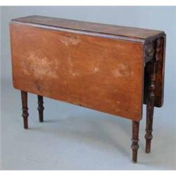 A Victorian mahogany Pembroke table, with two drawers on turned legs, 3ft...