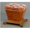 Image 1 : A Victorian satin birch ottoman, of sarcophagus form on four scroll feet, 1ft 8ins...